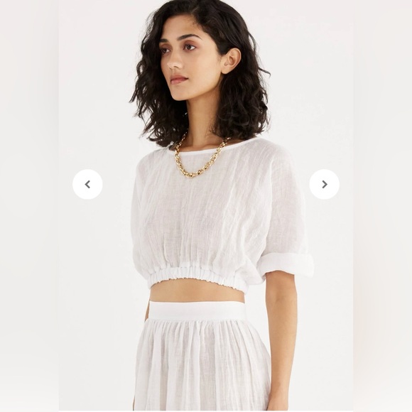 White Linen Crop Top Rumer - Picture 2 of 14